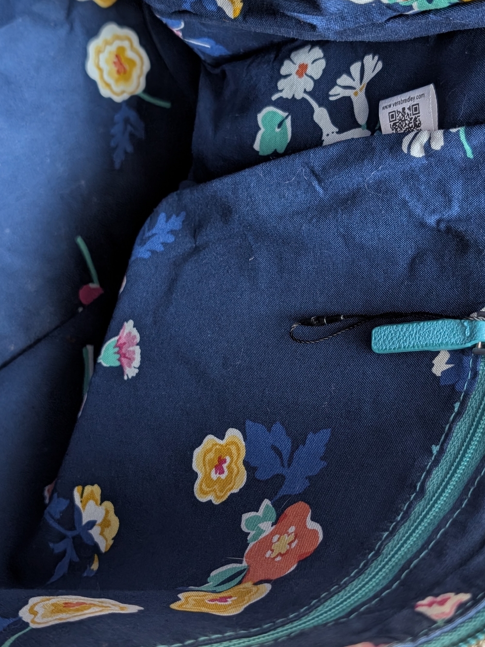 Vera Bradley Vivian Hobo Bag Turquoise Quilted Handbag Shoulder Bag - Picture 9 of 12